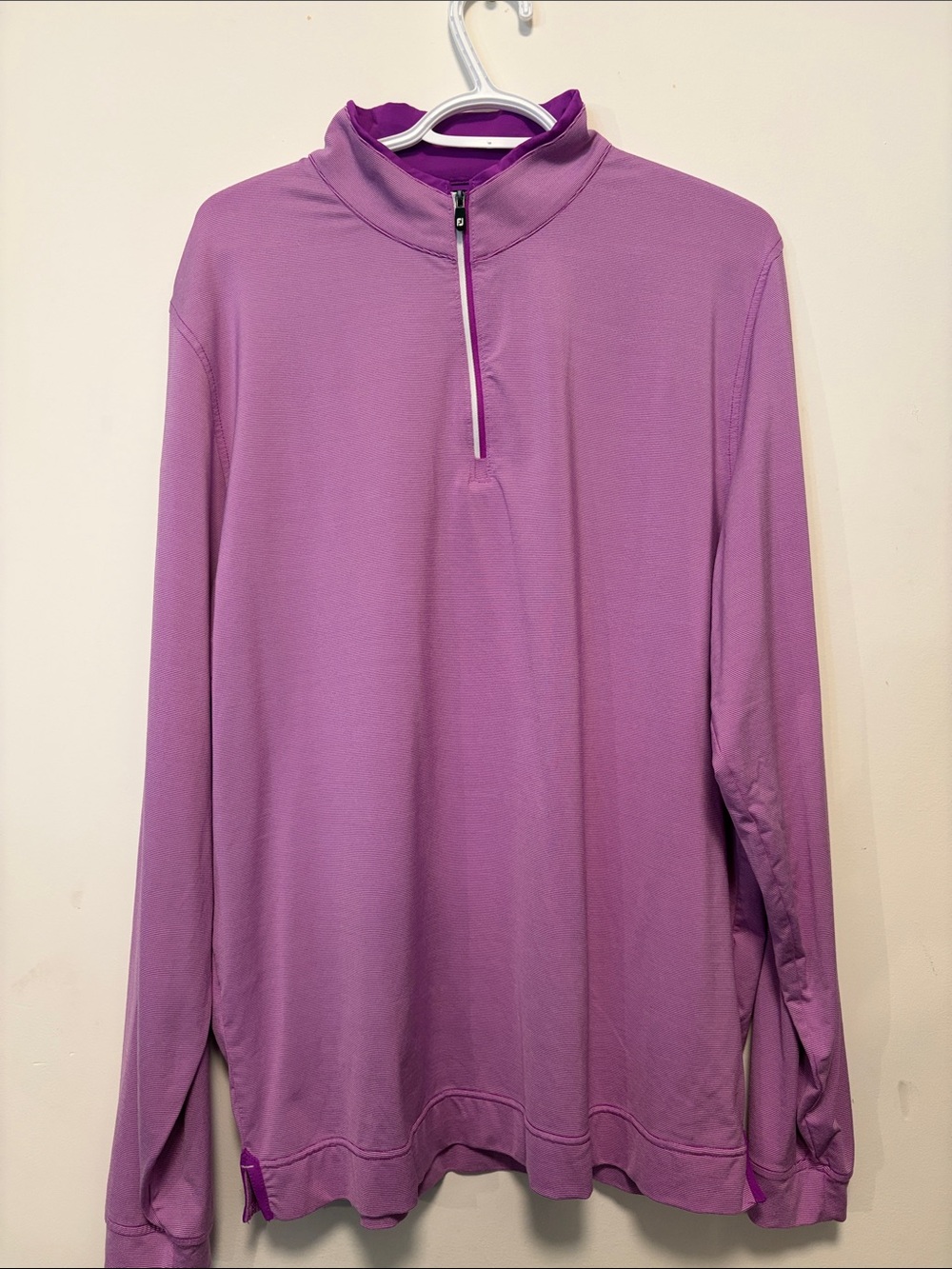 FootJoy Purple Jubilee Stripe Half-Zip Performance Sweater